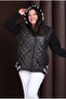 Women's Plus Size Black, Hooded , Pocket Quilted Coat 65N39253 - 5