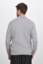 Men's Standard Fit Regular Cut Cotton Polo V-Neck Gray Sweater - 7