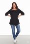 Flower Motif Lace Large Size Blouse Black - 2