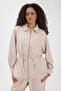 Gold Zipper Detailed Zr Model Modal Fabric Tracksuit Set with Gathered Waist - 2