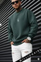Men's Light Petrol Green Geyik Soft 3 Yarn Inside Ş Fleece-Lined 0 Crew Neck O Oversized Loose Sweatshirt - 3