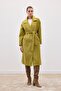 Tie-Waist Long Coat - Oil Green