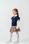 My Little One's Plaid Skirt Combination with a Sweater and Ruffled Sleeves - Navy Blue - 5