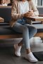 White Women's Daily Lace-Up Textile Rubber Sole Sports Shoes - 2