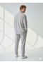 Unisex Corded Fabric Shirt Collar Long Sleeve Pocket Elastic Waist 2-Piece Set - 3
