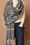 Women's Soft Textured Striped Anthracite Shawl Scarf Nbaks034 - 3