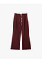 Wide-Leg Fabric Pants with Pockets, Pile Detailing, and Lace-Up Waist. - 2