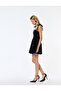 Square Neck Flounce Stone Detailed Velvet Sleeveless Mini Evening Dress