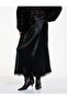 Slim Fit Long Satin Skirt with Lace Detail - 3