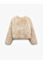 X Melis Ağazat - Suni Faux Fur Coat Cropped Long Sleeve Crew Neck - 4