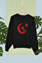 Moon Star Printed Cotton Long Sleeve 3 Yarn Sha Fleece-Lined Nisex Sweatshirt