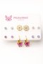 Cherry Cat Bow Butterfly Rainbow Pink White Solitaire Children's Earring Set - 2