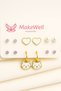 White Purple Pink Colored Stone Children's Earring Set with Bow Flower Butterfly Design