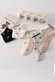 Women's 5 Pairs Premium Quality Mini Ribbon Patterned Cute Short College Ankle Socks - 3