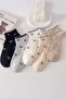 Women's 5 Pairs Premium Quality Mini Ribbon Patterned Cute Short College Ankle Socks - 2