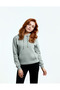 Women's Gray Oversized Wide Fit Hooded Kangaroo Pocket Sweat 3 Thread Soft Puff Fabric