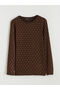 Two Mt Shop Quality Lcw Everyday Brown Combed Cotton Polka Dot Tight & Slim Long Sleeve Women's Bodysuit - 5