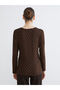 Two Mt Shop Quality Lcw Everyday Brown Combed Cotton Polka Dot Tight & Slim Long Sleeve Women's Bodysuit - 4