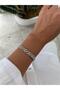 Special Series Xp Stone Detailed Cord Silver Bracelet