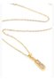 Baguette Stone Detailed Gold Color Steel Necklace - 2