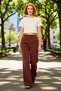 Women's Khaki High Waist Wide Leg Pleated Woven Pants Functional Durable Quality Stylish - 2