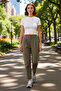 Women's Khaki Pleated Double-Legged Carrot Cut Trousers Functional Durable Quality Comfortable Stylish - 2