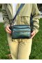 Genuine Leather, Medium Size, Crossbody Strap, Women's Shoulder Bag, Printed Green, 23*17*8 cm