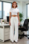 Women Textured Wide Leg Pants High Waist Functional Durable Quality Comfortable Modern - 3