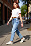 Women's Open High Waist Slim Leg Mom Jean Pants Functional Durable Quality Comfortable Stylish