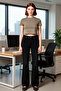 Women's Dark High Waist Flared Denim Trousers Functional Durable Quality Comfortable - 3