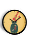 Blooming Time Modern Design Wall Clock - 42cm - Black Case with Glass Front - Silent Mechanism