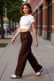 Women's Khaki Gabardine Barrel Cut High Waist Trousers Functional Durable Quality Modern