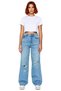 Women's Vintage Effect Ripped Detail Wide Leg Jeans Functional Durable Aesthetic - 5