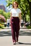 Women's Plum Straight Leg High Waist Gabardine Trousers Functional Durable Quality Comfortable - 2