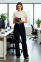 Women's Dark Straight Cut Denim Trousers Functional Durable Quality Comfortable Aesthetic Stylish - 3