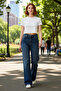 Women's High Waist Wide Leg Cut Denim Pants Functional Durable Quality Comfortable - 2