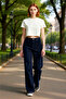 Women's High Waist Wide Leg Cut Denim Pants Functional Durable Quality Comfortable - 2