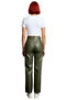 Women's Khaki Faux Leather High Waist Straight Cut Trousers Functional Durable Quality Comfortable - 5