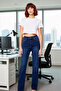 Women's Dark High Waist Flare Denim Pants Functional Durable Quality Comfortable Aesthetic - 3