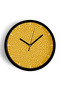 Mustard Paint Drops Modern Wall Clock - 42cm - Black Case with Glass Front - Silent Mechanism