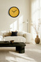 Mustard Paint Drops Modern Wall Clock - 42cm - Black Case with Glass Front - Silent Mechanism - 2