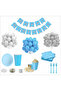 Blue and White 16-Person Birthday Set