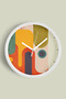 Abstract - Bohemian - Geometric Themed Modern Wall Clock - 30cm - White Case with Glass Front - Silent Mechanism