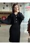 Women's Knitwear Sweater Dress Buttoned Suit Sweater + Dress Black - 5