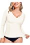Women's V-Neck Long Sleeve Shapewear Top - Slimming Compression Tank (Size Small)