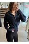 Navy Blue Knitwear Full Zip Cardigan Turn-Down Trucker Collar - 6