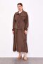 Brown Skirt Suit with Hidden Zipper Detail