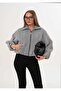 Mock Neck Cashmere Fabric Lined Balloon Sleeve Zippered Coat Women - 4