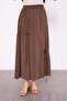 Brown Skirt Suit with Hidden Zipper Detail - 5