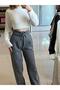 Women's High Waist No Show Gray Knitwear Palazzo Pants - 4